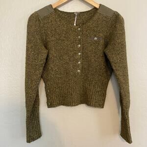 Free People Sergeant Henley Womens Size XS Wool Blend Academia Military